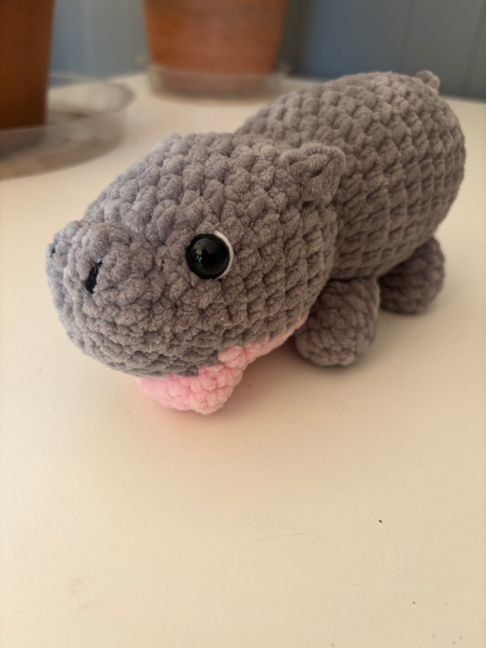Moo Deng the Hippo Small Plushie Toy with Pink Mouth